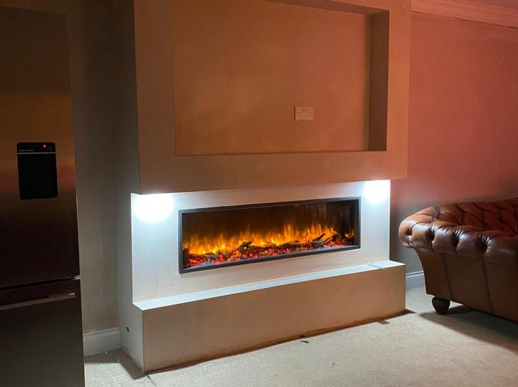 Media Walls, Media Feature Wall with; Gas fire, Electric fire or